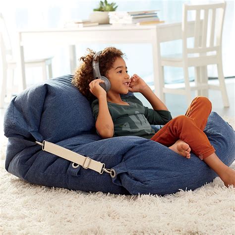 Kids Blue Bean Bag Bed Chair + Reviews | Crate & Kids | Bean bag chair ...