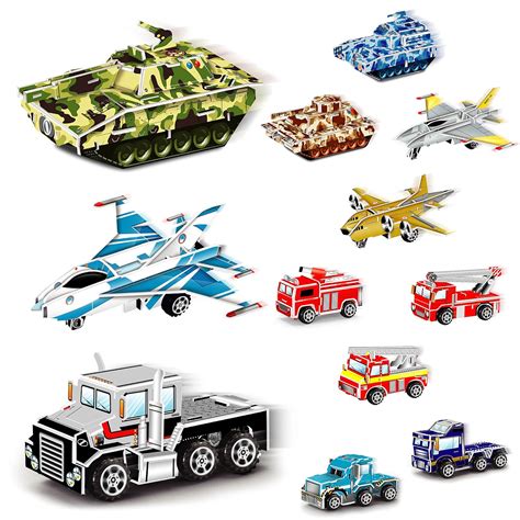 Buy Set of 18 Pull Back 3D Puzzle Vehicle Model Kit Assortment ...