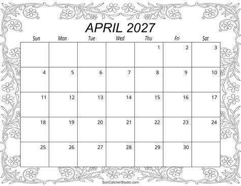 April 2027 Calendar (Free Printable) – Free Printables, Lettering, SVG ...
