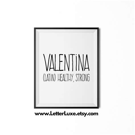 Valentina Name Meaning Art, Printable Baby Shower Gift, Nursery ...