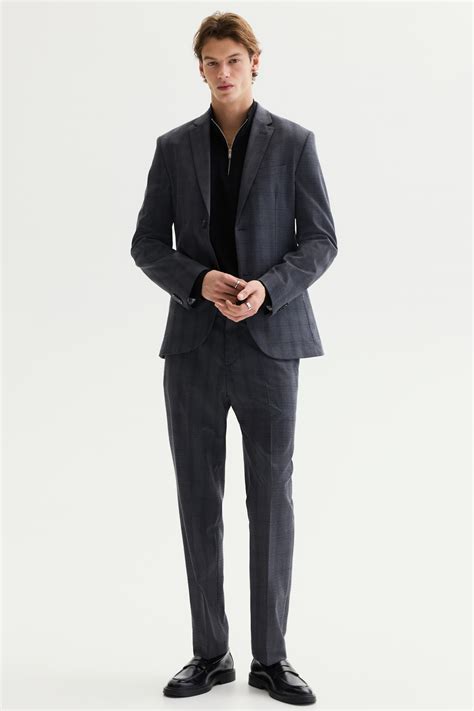 Grey Suits for Men | Checked, Tweed & Wedding Suits | H&M IN