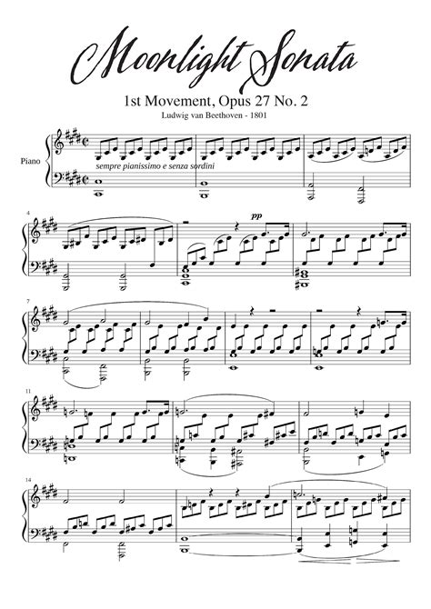 Moonlight sonata sheet music – Artofit