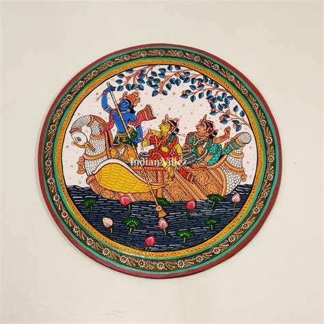 Gopi Naba Keli Hand-Painted Pattachitra Wall Plate (GI-Tag Handicraft ...