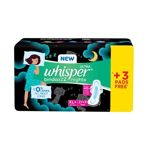 Whisper Ultra Bindazz Nights Sanitary Pads XL+, 30 Count Price, Uses ...