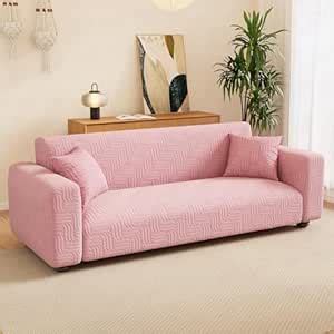 Lukzer 3 Seater Pastel Pink Ripple Lines Pattern Sofa Cover | 240 GSM ...