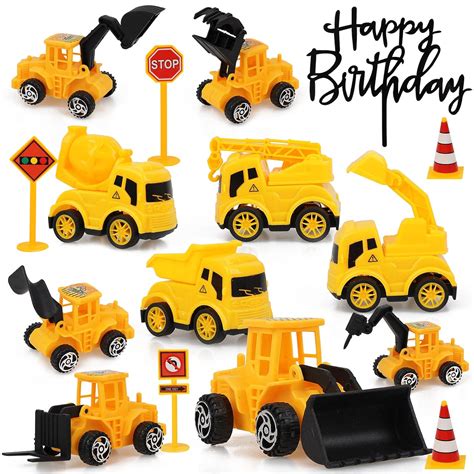 16 Pieces Construction Cake Topper Truck Birthday Party Supplies ...