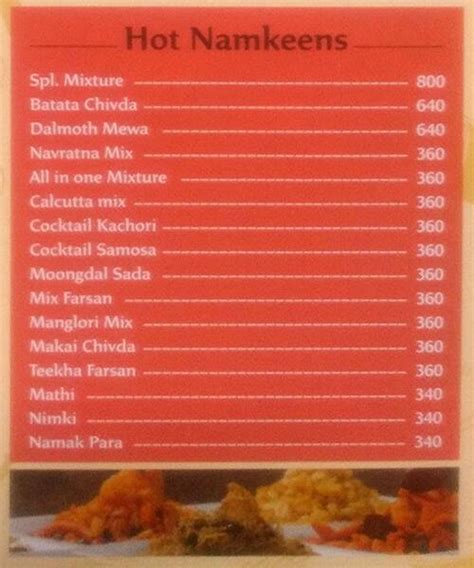 Menu at Brijwasi Sweets, Mumbai, Haiko Mall