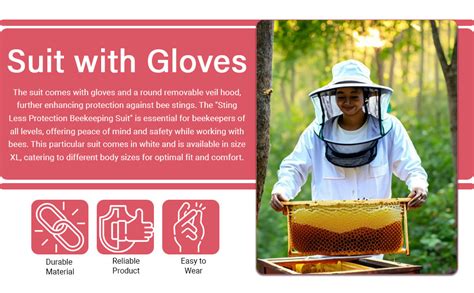 ANP BEE Full Body Beekeeping Suit with Hand Gloves and Round Removable ...