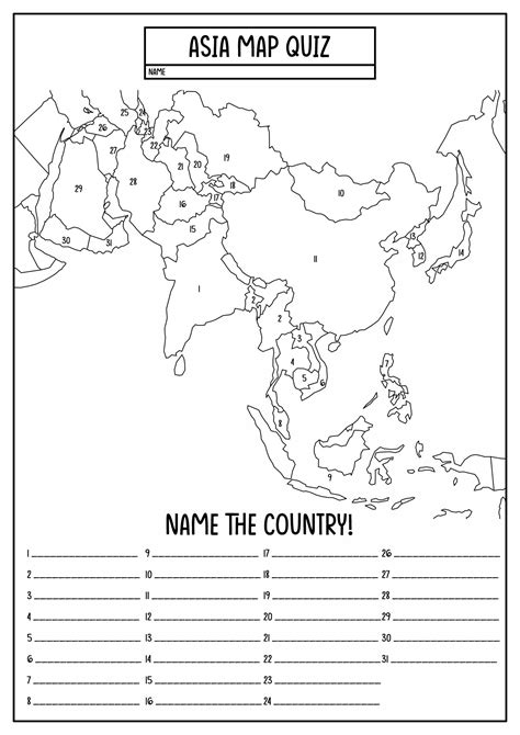 asia blank map quiz