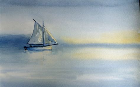 Boat Sea Landscape Painting wallpaper | 2560x1600 | #9077