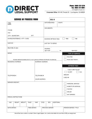 Image result for Blank of Service of Process Form