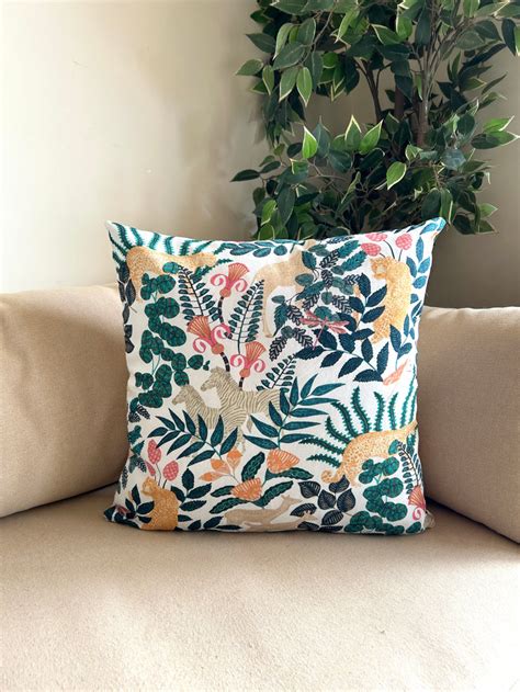 Set of 1 & 2 Blooming Forest Cotton Cushion Covers 16x16 Inches ...