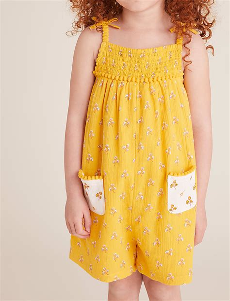 Buy Pure Cotton Floral Playsuit at Marks & Spencer