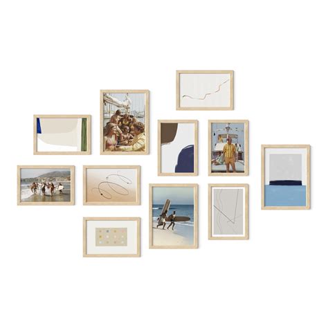 Haus and Hues Oak Wood Gallery Wall Frames, Color: Beige, Count: Eight ...
