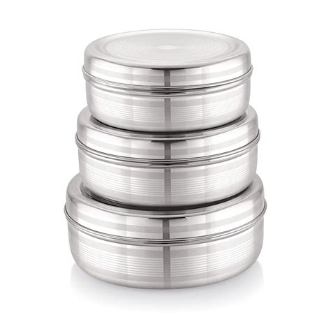 Buy Attro Stainless Steel Puri Dabba with Lid, Food Storage Containers ...