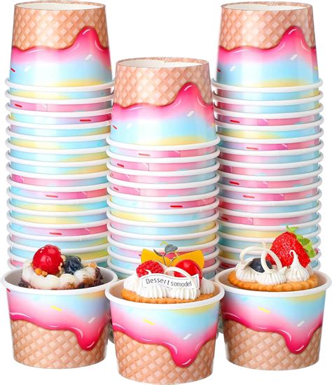 Amazon.com: meekoo 150 Pcs Ice Cream Bowls 10 oz Ice Cream Cups Paper ...