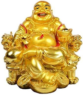 Buy TIED RIBBONS Golden Laughing Buddha Idol Statue Showpiece for Money ...