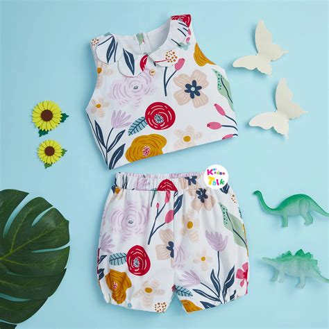 Soft Cotton Sleeveless Co-ords Set With Floral Printed - White