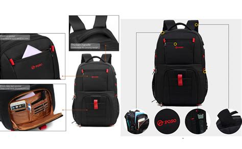 Buy POSO Waterproof Travel Business 17 Inch Laptop Backpack with Usb ...