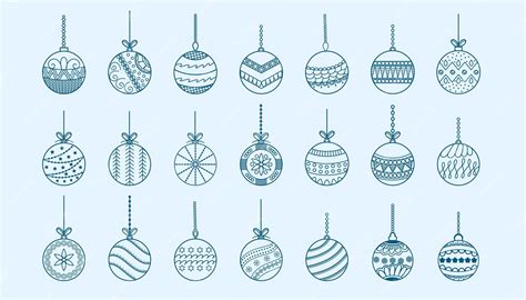 Free Vector | Set of christmas bauble design in line style for xmas decor