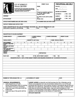 Fillable Online ci berkeley ca Oversize Load Permit application form ...