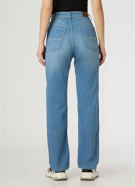 Women Light Blue High Rise Straight Fit Stretchable Jeans | Pepe Jeans ...