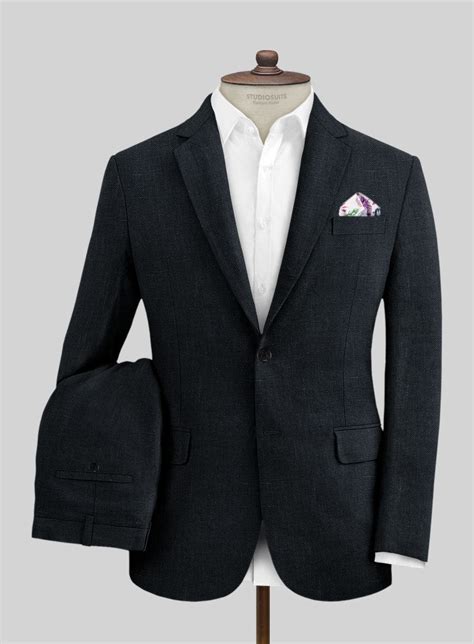 Italian Dark Blue Linen Suit – StudioSuits