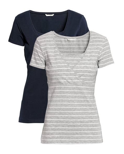 MAMA 2-pack nursing tops - Dark blue/Striped - Ladies | H&M IN
