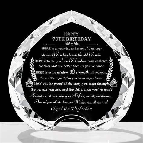 Amazon.com: 70th Birthday gifts for Women Men - Crystal Heart Gifts ...