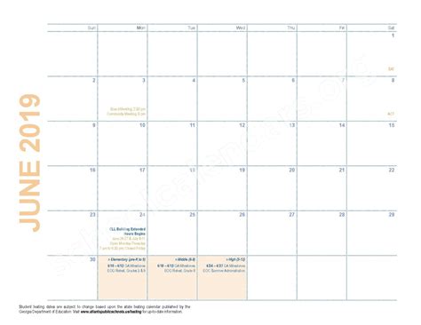 Atlanta Public Schools Calendars – Atlanta, GA