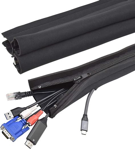Buy Cable Tidy Sleeves 4 Pack YOSH 19 inches Adjustable Neoprene Zip ...