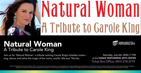 Natural Woman: A Tribute to Carole King, 1 Indian Avenue, Venice, FL ...