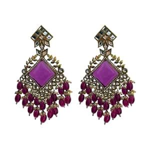 AccessHer Gold-Tone Danglers with Faux Pearl Detailing for Women and ...