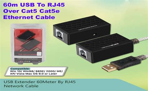 Dhruvga 60m USB Extender, USB to RJ45 Extender Over Cat5 Cat5e Ethernet ...