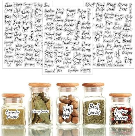 ROUSRIE Jar Label Stickers for Spices Containers Label Waterproof Self ...