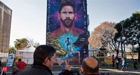 Multi-story mural covers building where Barcelona footballer Messi ...