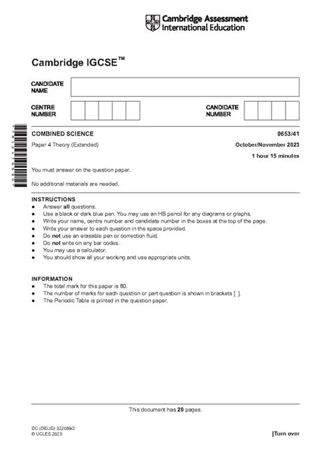 0653 w22 ms 41 - IGCSE past papers combined science / October November ...