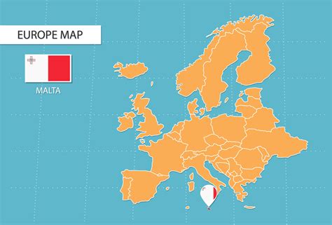 mapa de malta en europa, íconos que muestran la ubicación de malta y ...