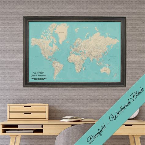 Canvas - Teal Dream World Push Pin Map with Pins ...