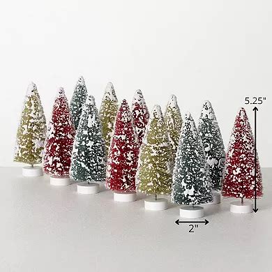 Haven Living Flocked Multicolored Christmas Bottlebrush Trees 12-Piece Set