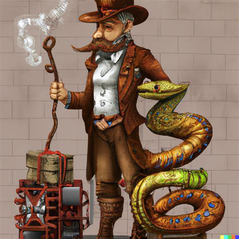 norman rockwell painting of a steampunk snake | DALL·E 2