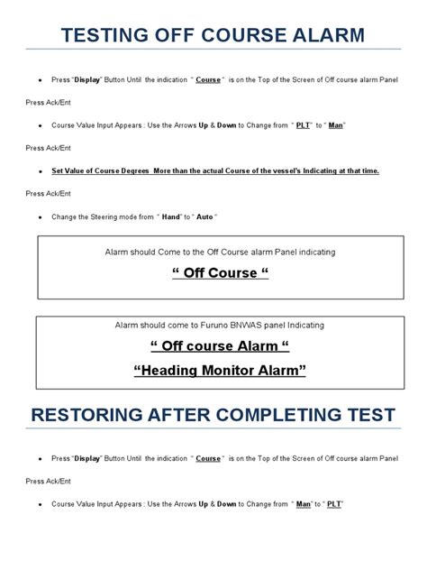 Image result for Off Course Alarm Test