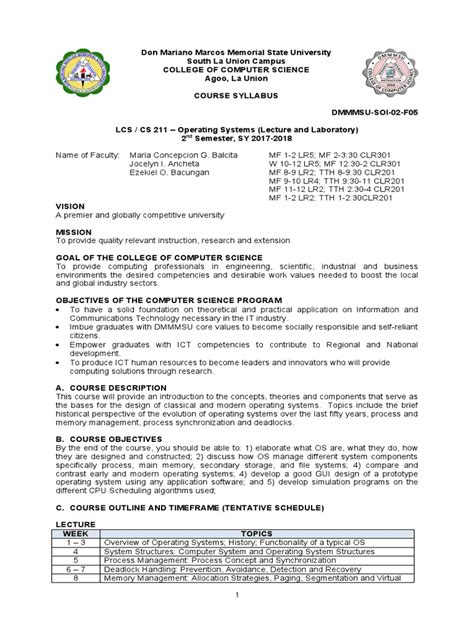 Image result for Operating System Course Outline