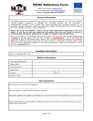 Fillable Online Personal Information - Erasmus Mundus Master Programme ...