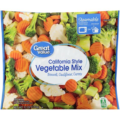 Great Value Steamable California Style Vegetable Mix, Frozen, 12 oz ...