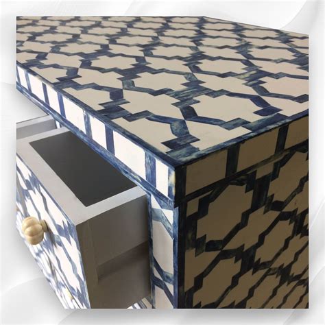 Blue Colored Bone Inlay Cabinet – Luxury Handicrafts