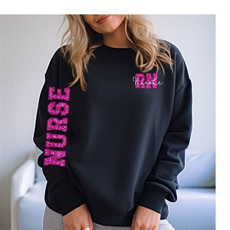 Nurse Sweatshirt With Sleeve Print, Nurse Crewneck, Nurse Apparel ...