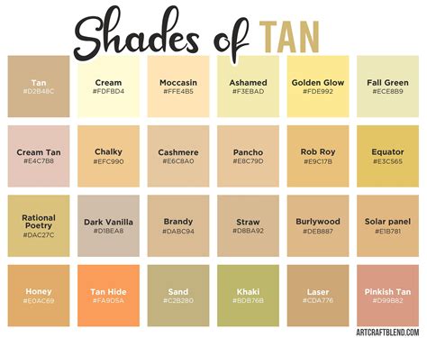 100+ Shades of Tan Color (Names, HEX, RGB & CMYK Codes) CreativeBooster ...