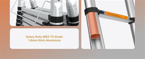 Equal 19 FT 2-in-1 Aluminum Telescopic Ladder with 2 Triangle Support ...