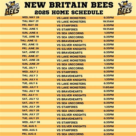 New Britain Bees | 🐝 Check Out the Bees 2025 Home Schedule 🐝 Click the ...